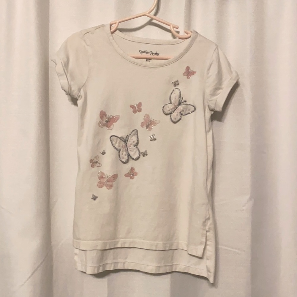 Cynthia Rowley Butterfly Appliqué Tee, Size M